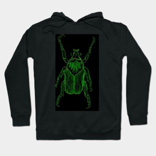 One Line Green Beetle Hoodie